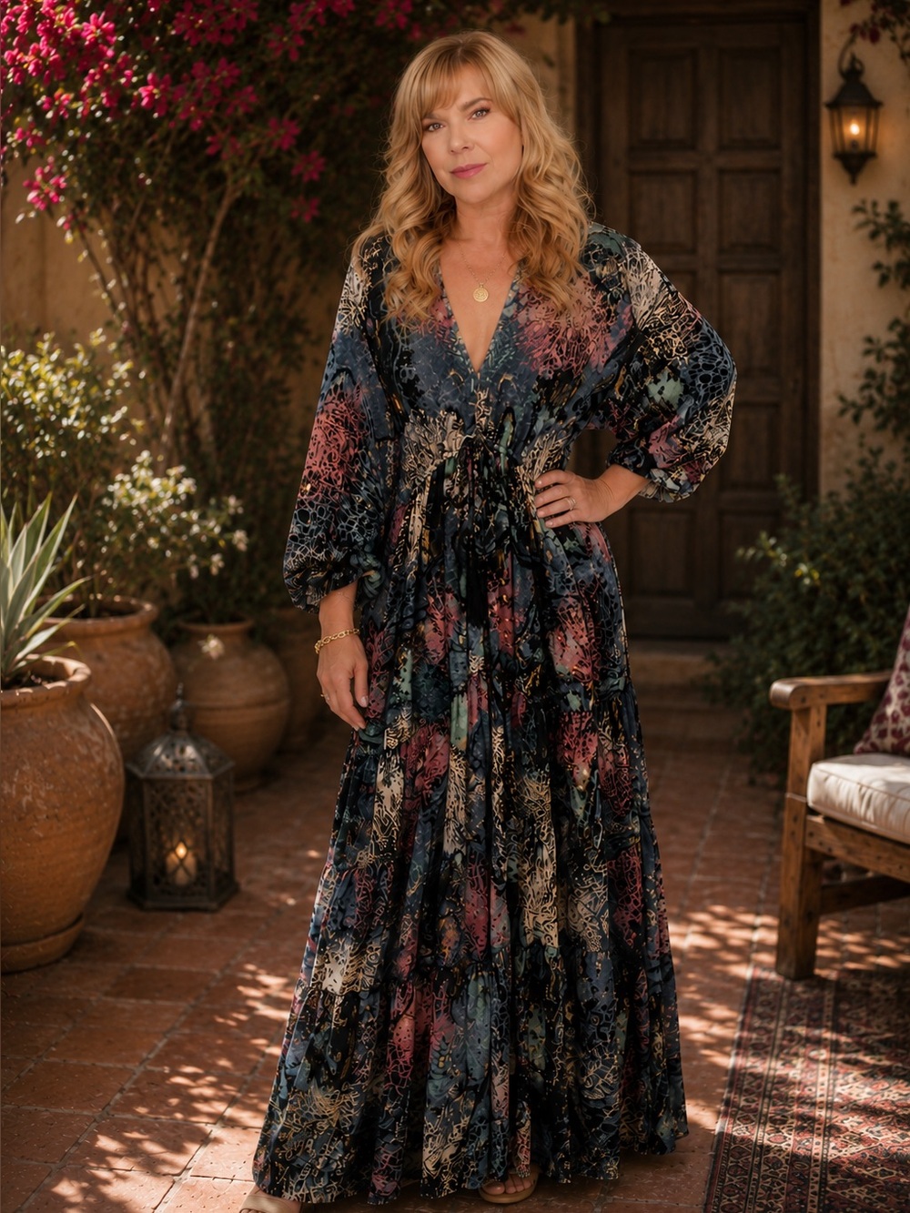Bohemian Maxi Dress in Multi-Color